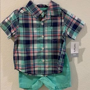 Plaid shirt and matching shorts